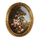 Peinture de nature morte ovale italienne antique du XVIIIe siècle