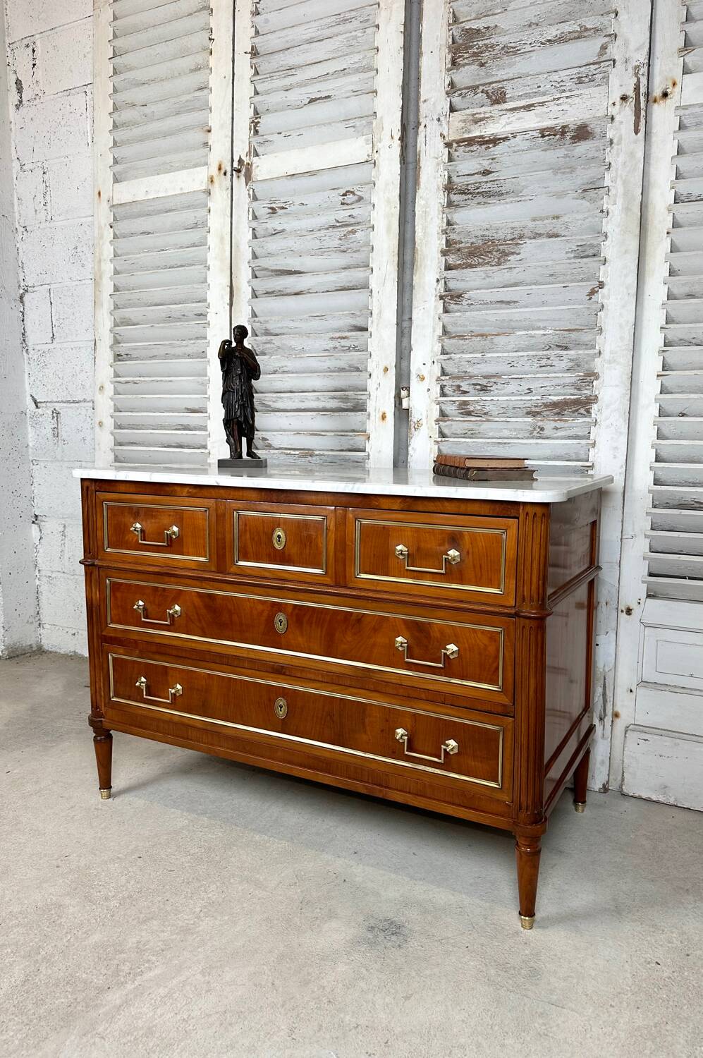 Louis XVI style chest of drawers in cherry wood, 20th century period