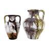 2 glazed ceramic vases - Japanese trees and cranes decor - Marei Keramik - WGP