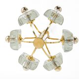 Large brass and crystal glass pendant by Sische, Germany, 1970s.