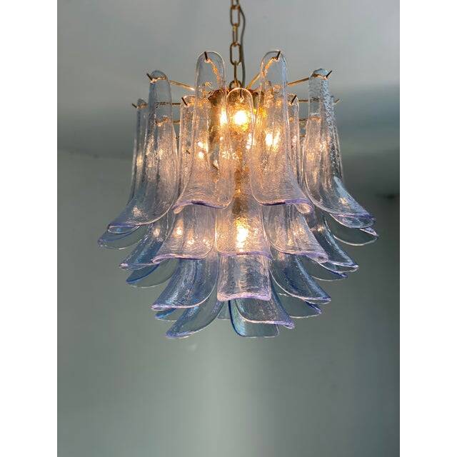 Contemporary blue “selle” murano glass chandelier