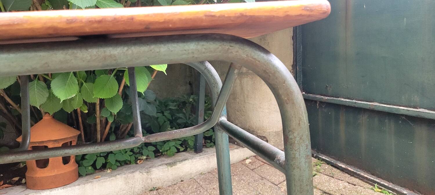 Vintage 60s school table in wood and metal