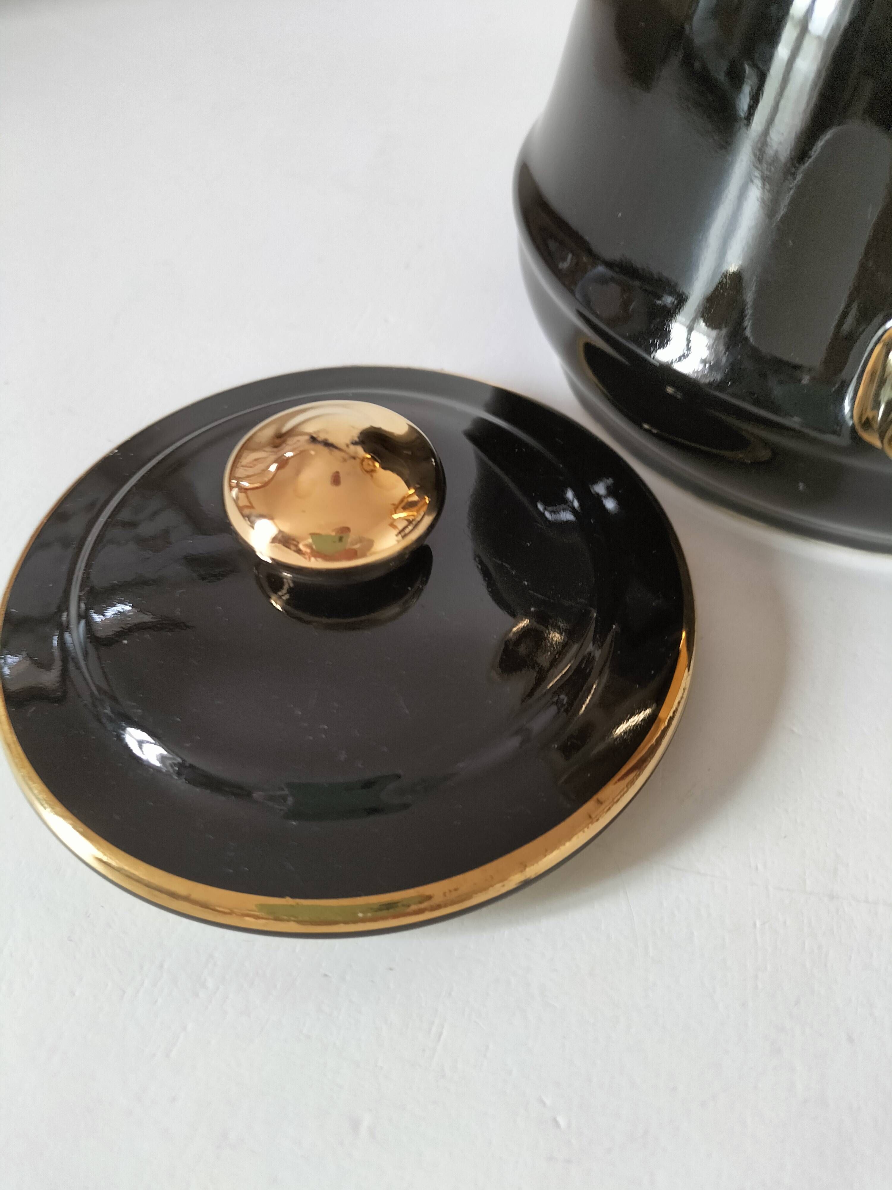 Vintage black and gold teapot RIO – Art Deco style