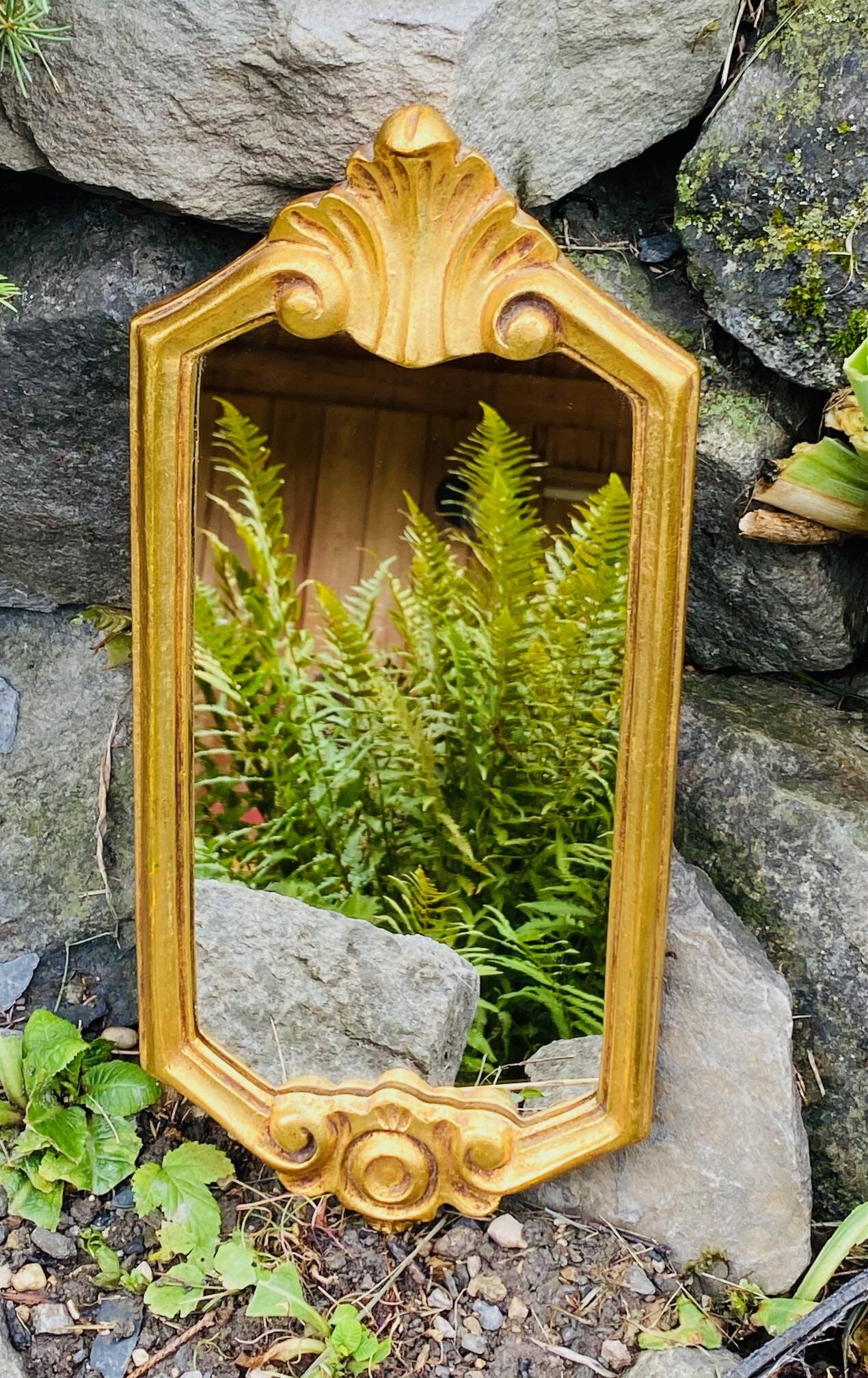 Antique gilded mirror.