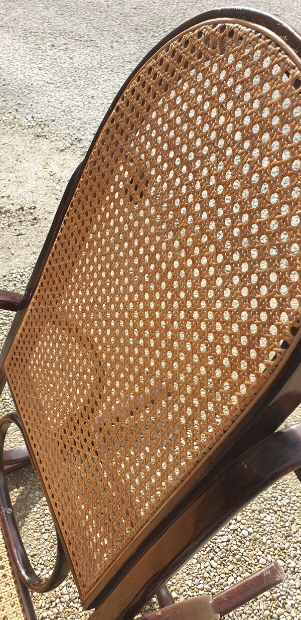 Rocking- chair  bois et canage  seventies