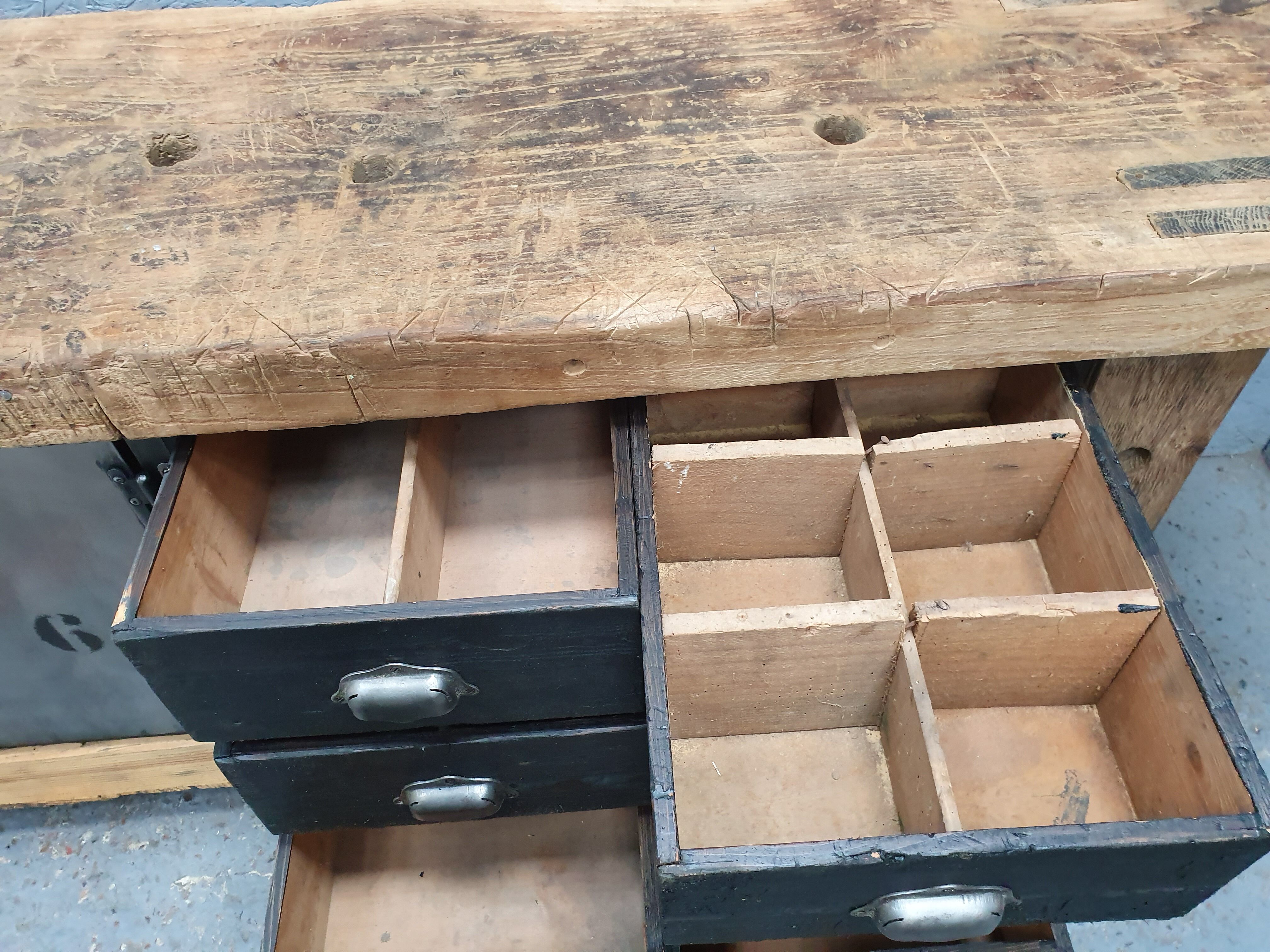 Industrial established furniture two metal doors and 6 wooden drawers