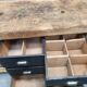 Industrial established furniture two metal doors and 6 wooden drawers