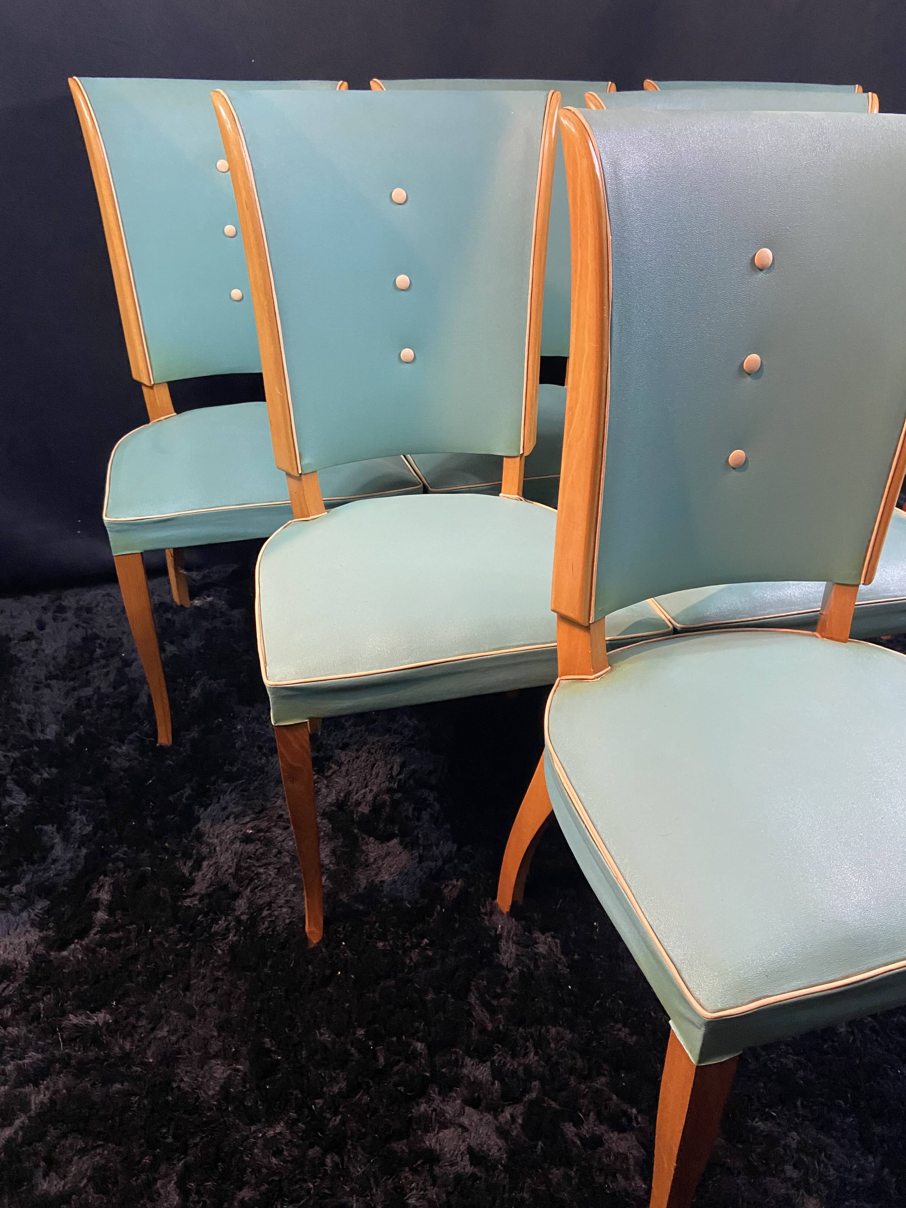 Suite 6 chaises design moderniste 1950