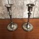 Old pair of silver metal candlesticks vintage pearl rank