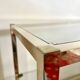 Coffee table with glass and gilded brass shelf France 1970
