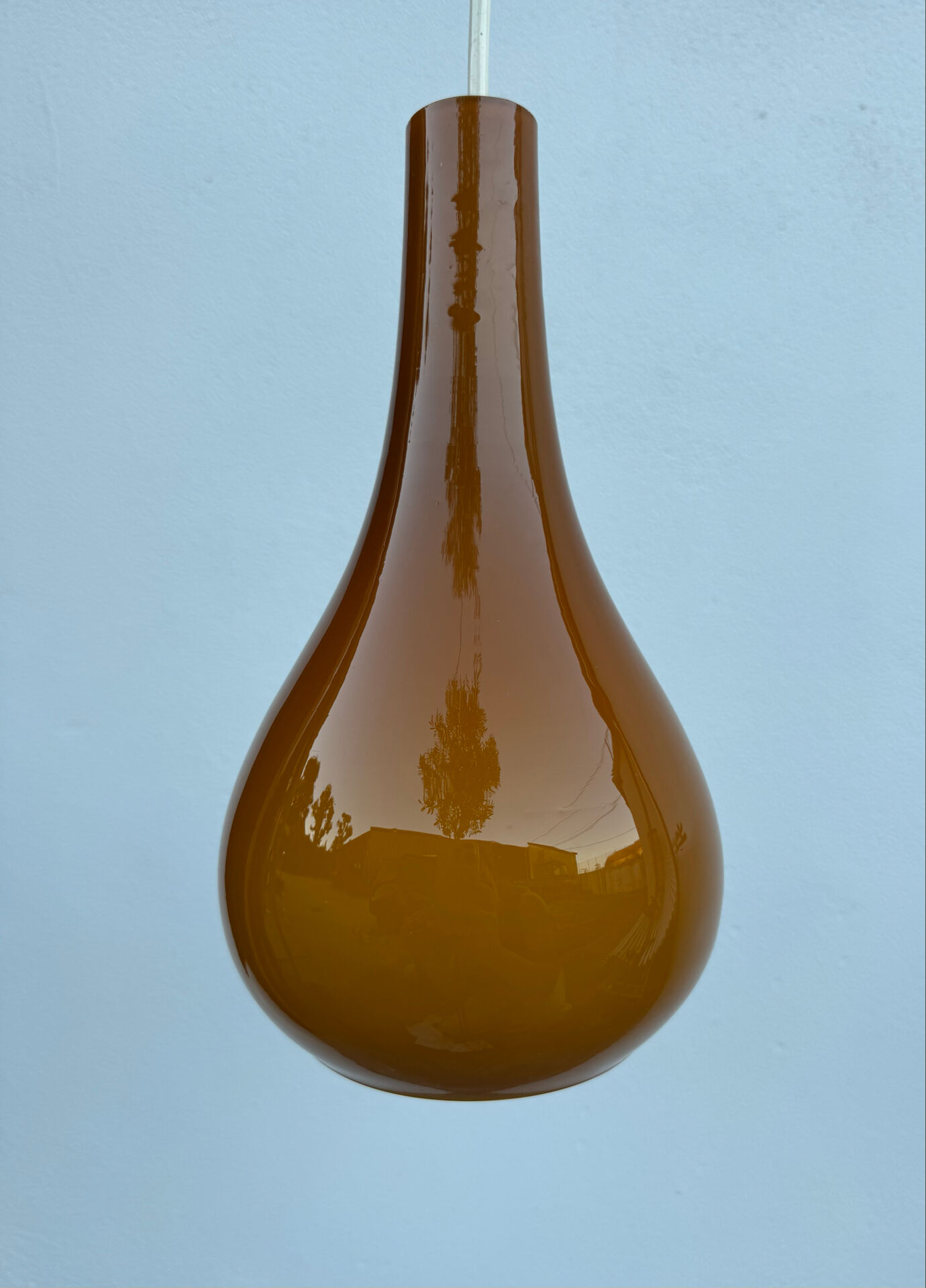 Amber opaline drop pendant from the 1970s