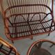 Sofa armchairs and coffee table in vintage rattan of six pieces