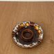 Vintage brown ashtray with drip glaze, 1970s ceramic pottery.