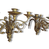 Paire d'Appliques cuivre et laiton 19 ème