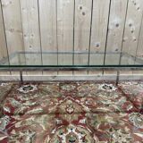 Table basse en métal chromé et verre 1970