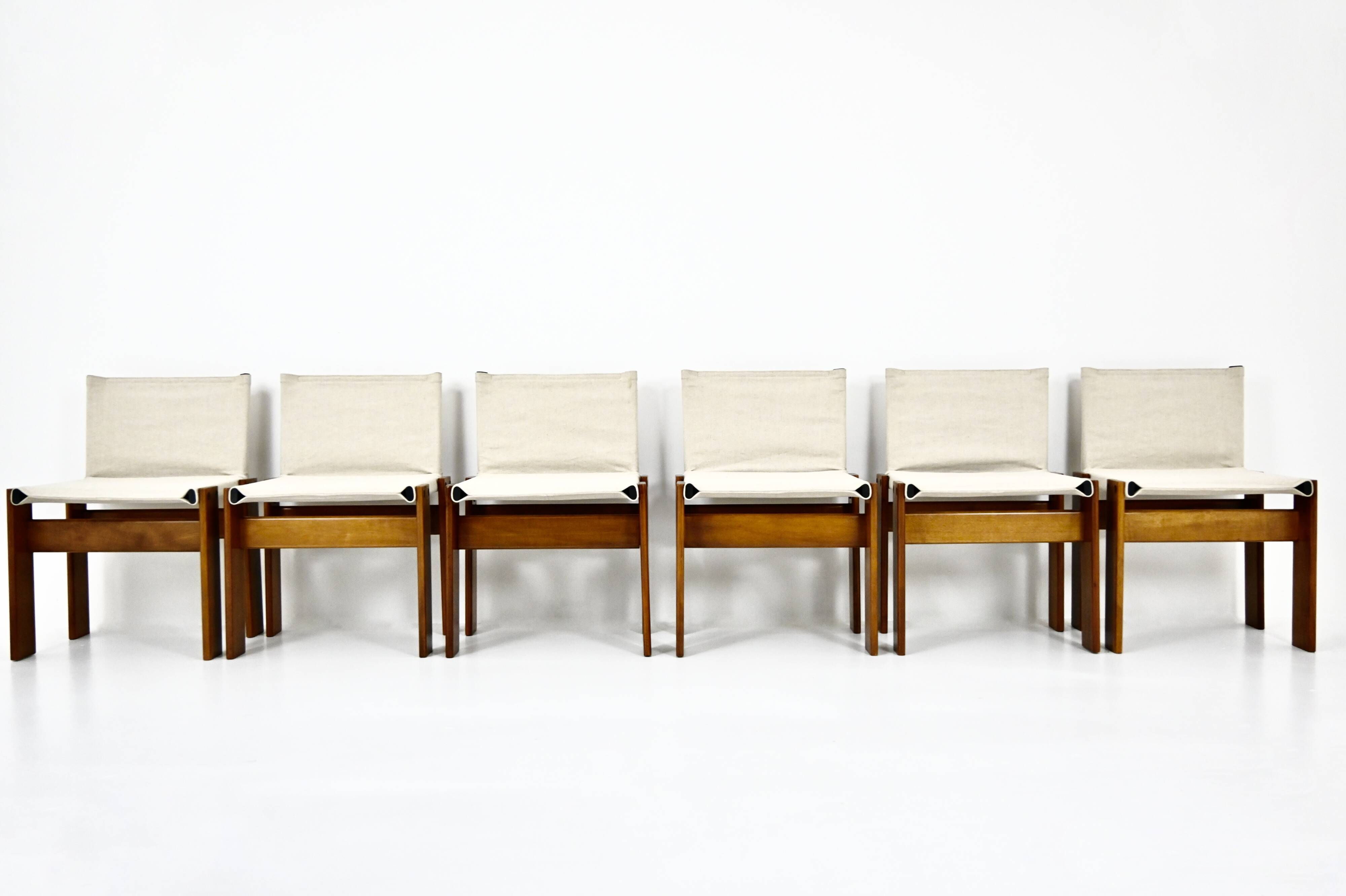 Set of 6 Monk Chairs by Afra & Tobia Scarpa for Molteni, 1970s