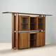 Vintage buffet in Tanganyika walnut and marble, Italy, 1980s.