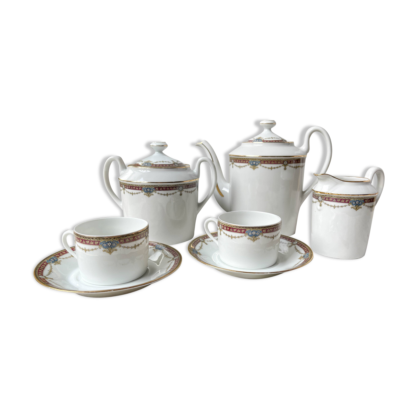 UML France Vintage Porcelain Tea Coffee Set for 2 People