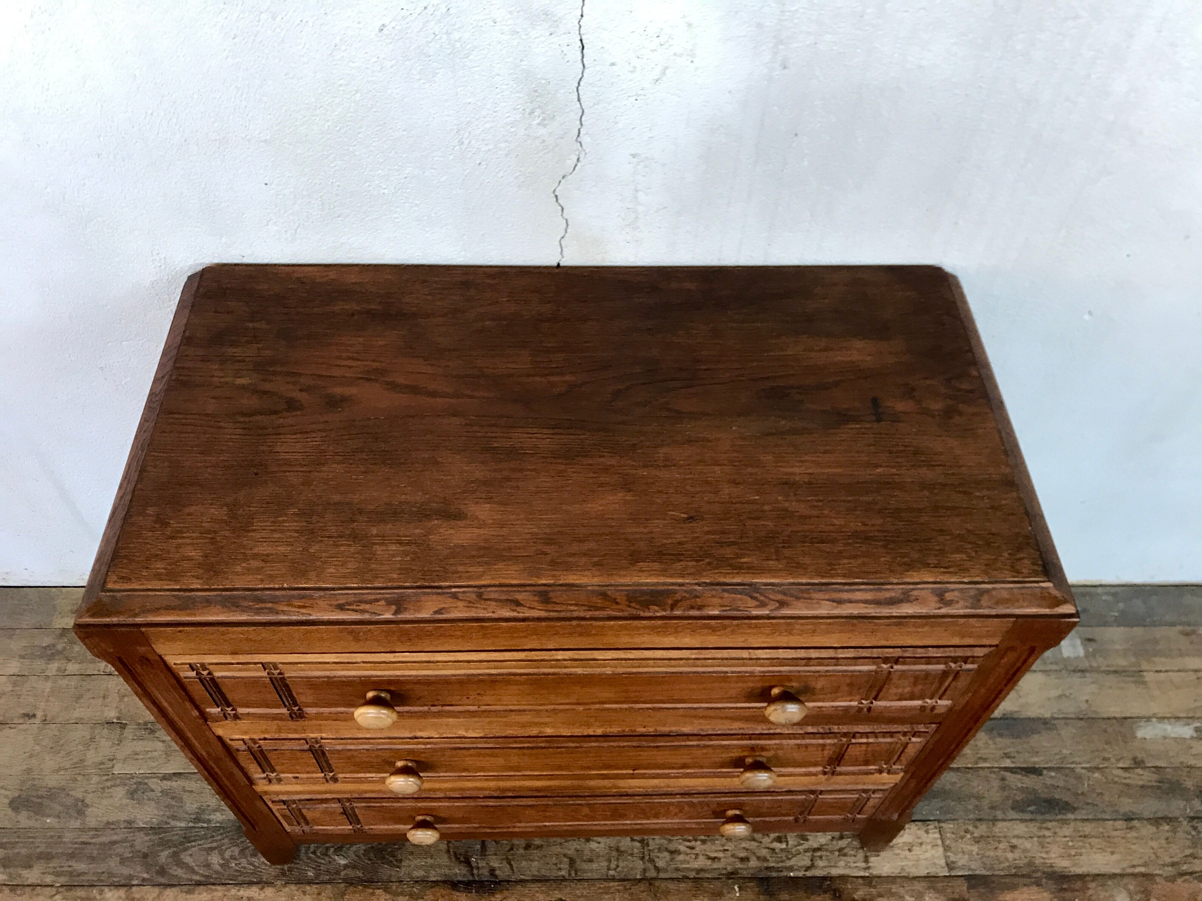 Vintage chest of drawers art deco oak 1950