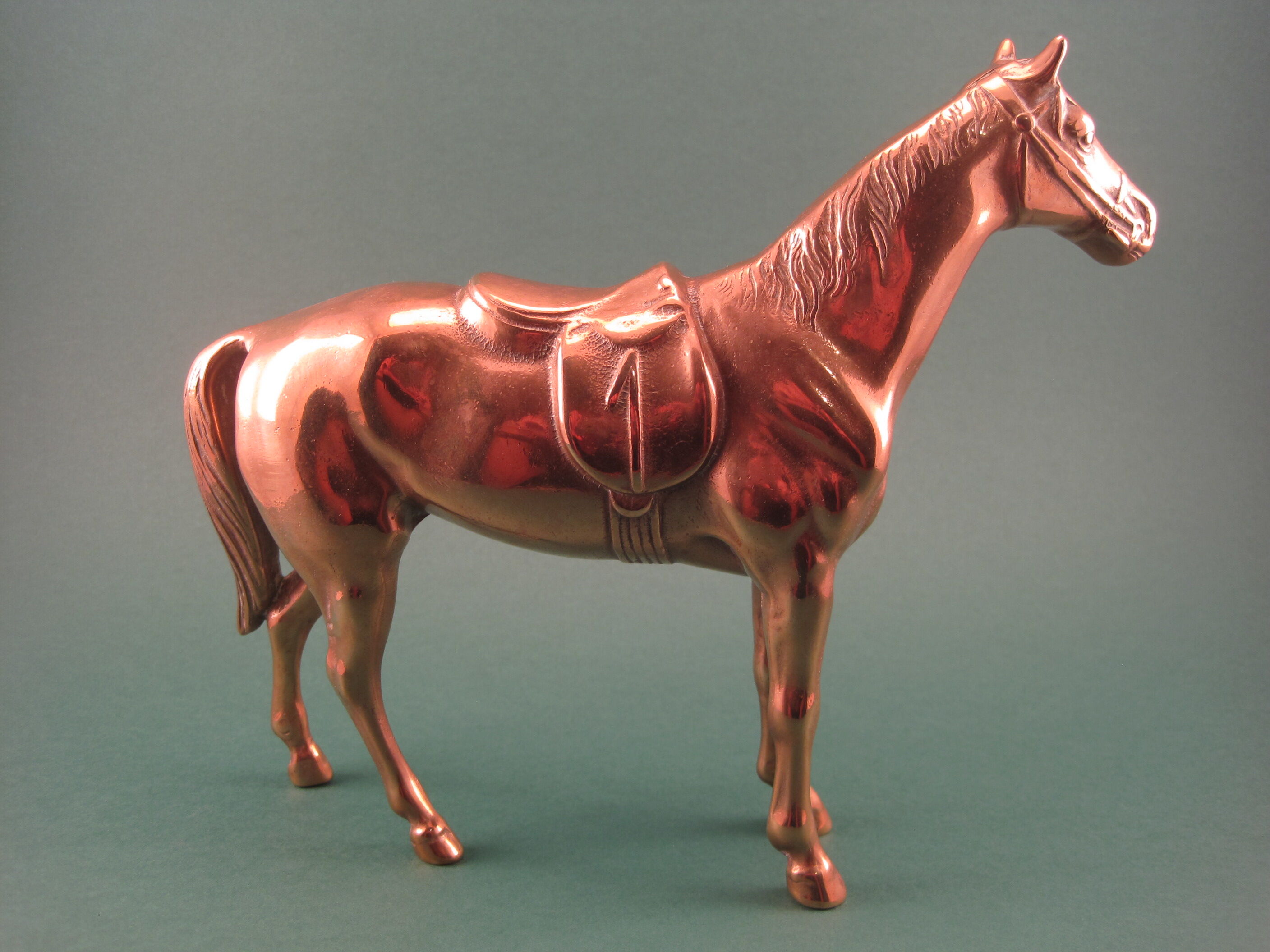 Animal statuette horse in solid brass
