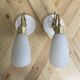 Paire appliques col de cygne laiton tulipe en verre blanc opaline