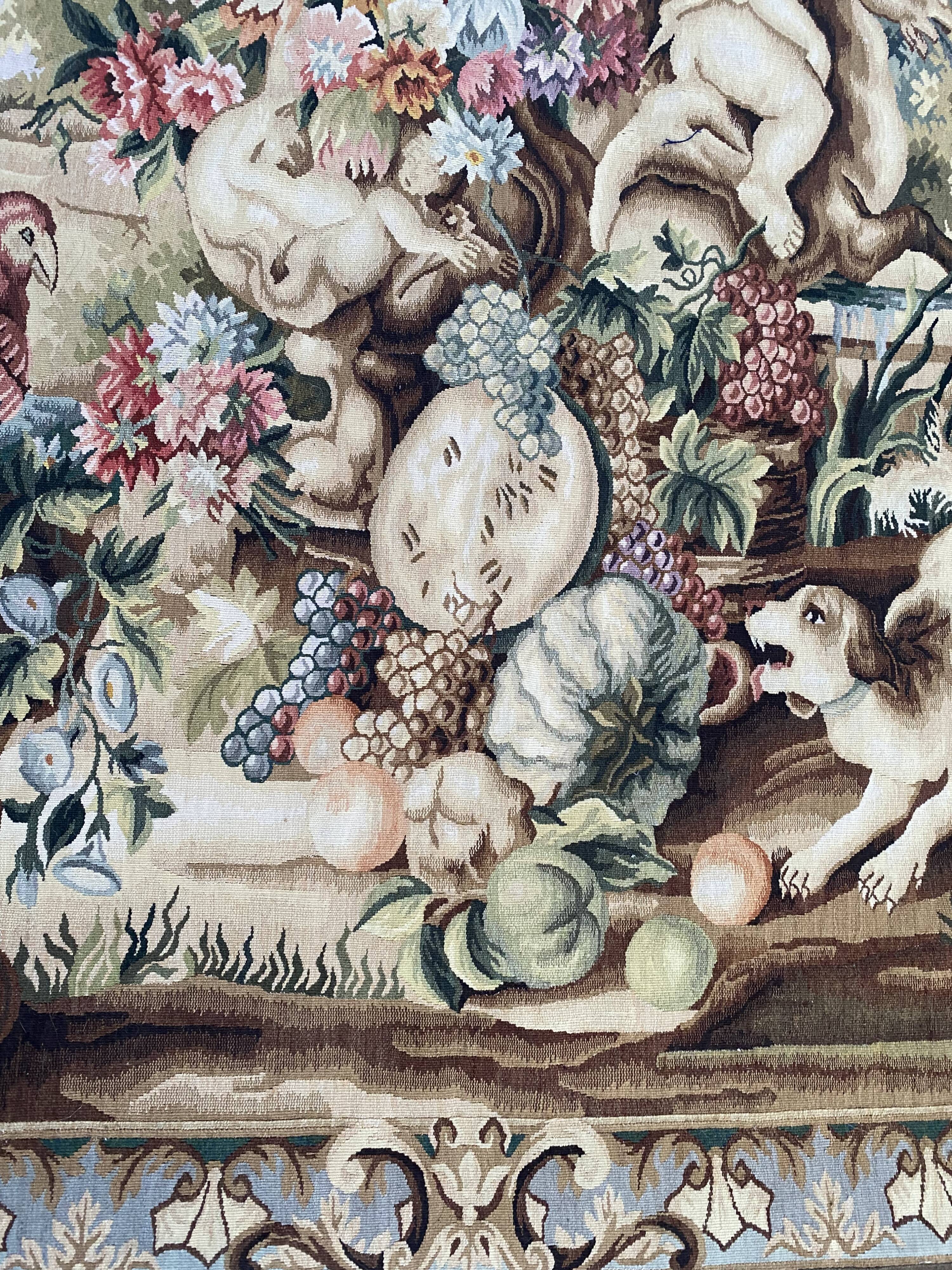 Handmade aubusson vintage tapestry 116x149 cm