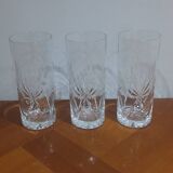 Very Beautiful Set of 3 Water or Orangeade Glasses in Cut Crystal