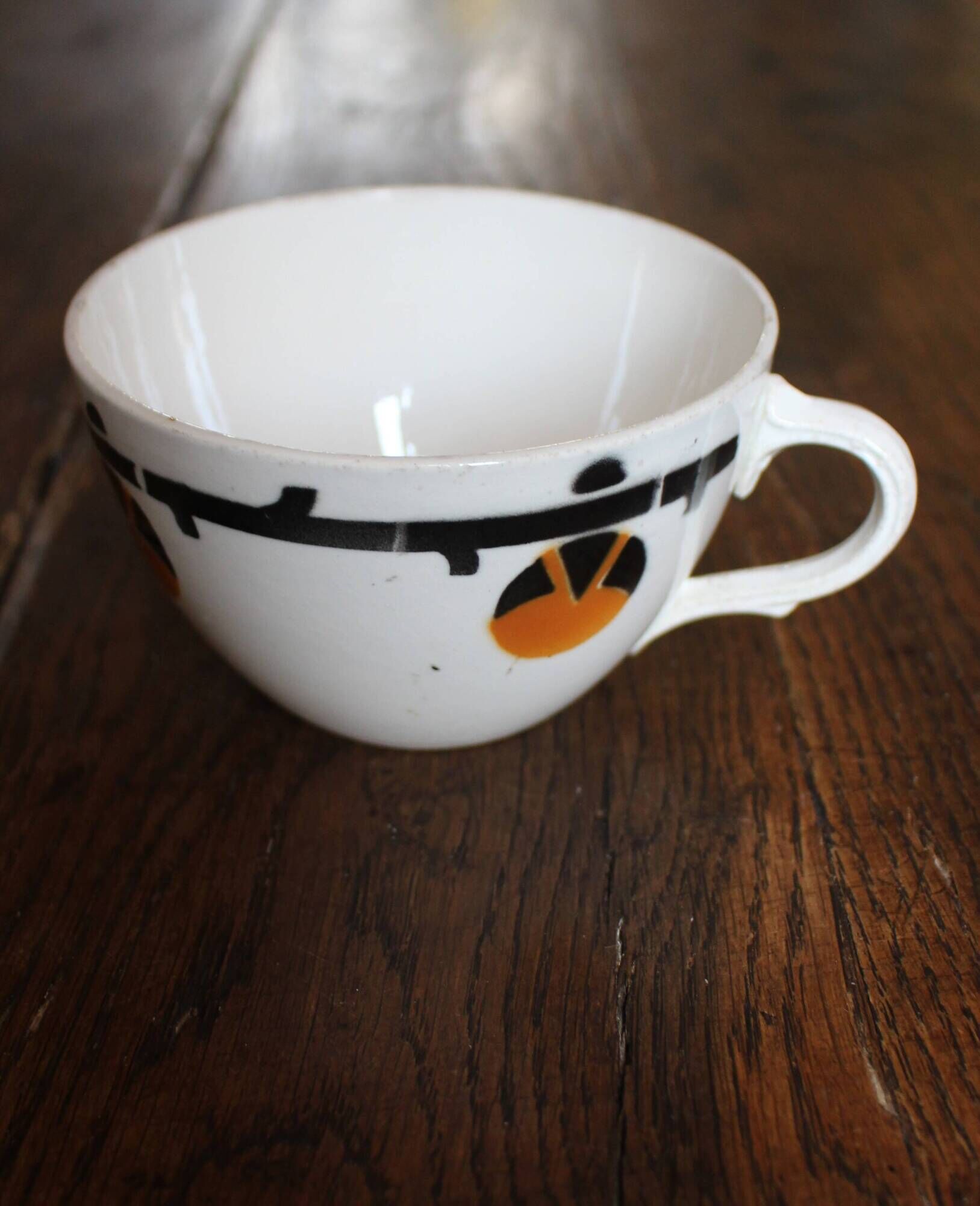 Cups Marylou Digoin Sarreguemines Barcarolle Badonviller orange black art