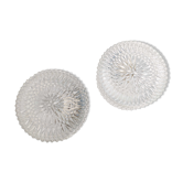 Pair of round ceiling lamps in molded glass relief