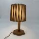 Rattan Table Lamp with Crosshatch Shade, Attributed to Louis Sognot,