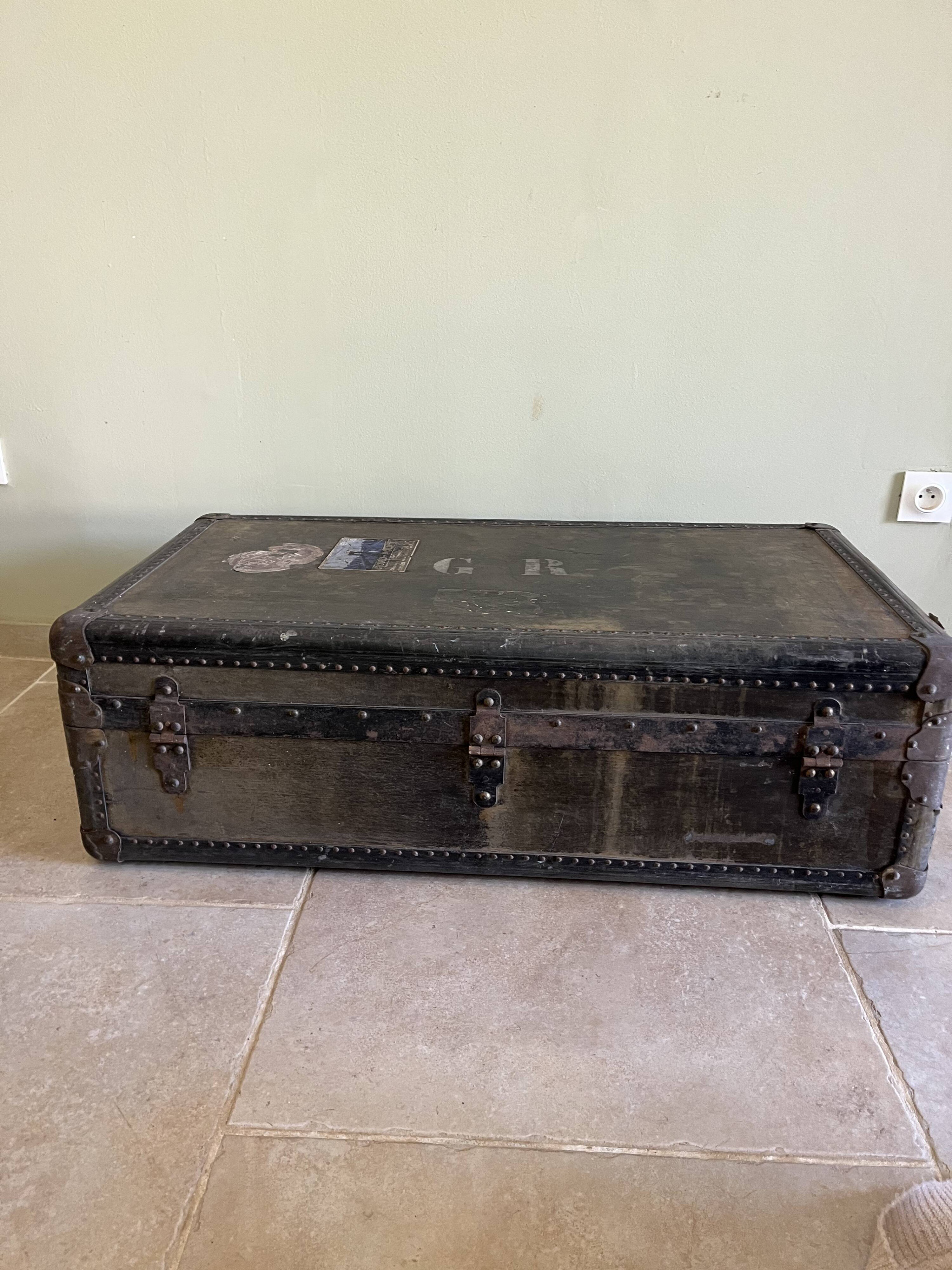 Large travel trunk from the early 20th century.