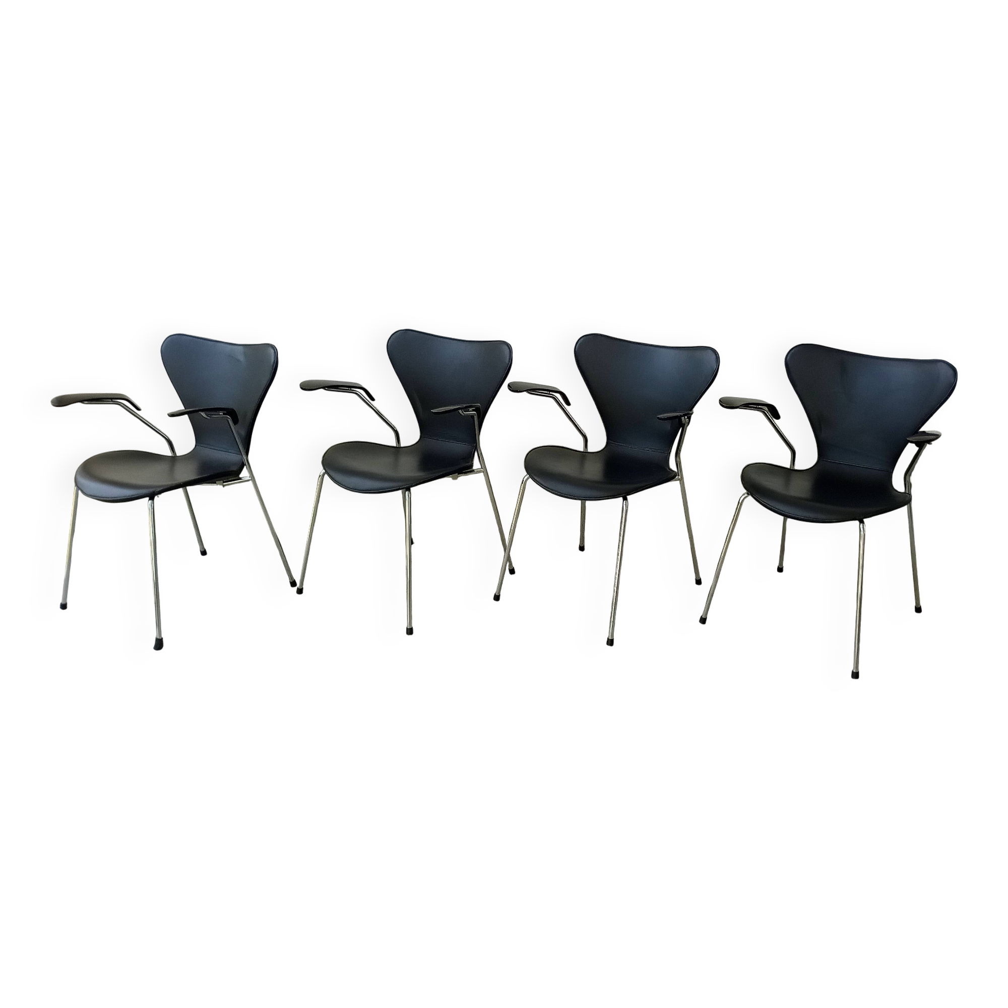 4x chairs by Arne Jacobsen for Fritz Hansen, model 3107 in leather