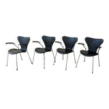 4x chaises d'Arne Jacobsen pour Fritz Hansen, modèle 3107 en cuir