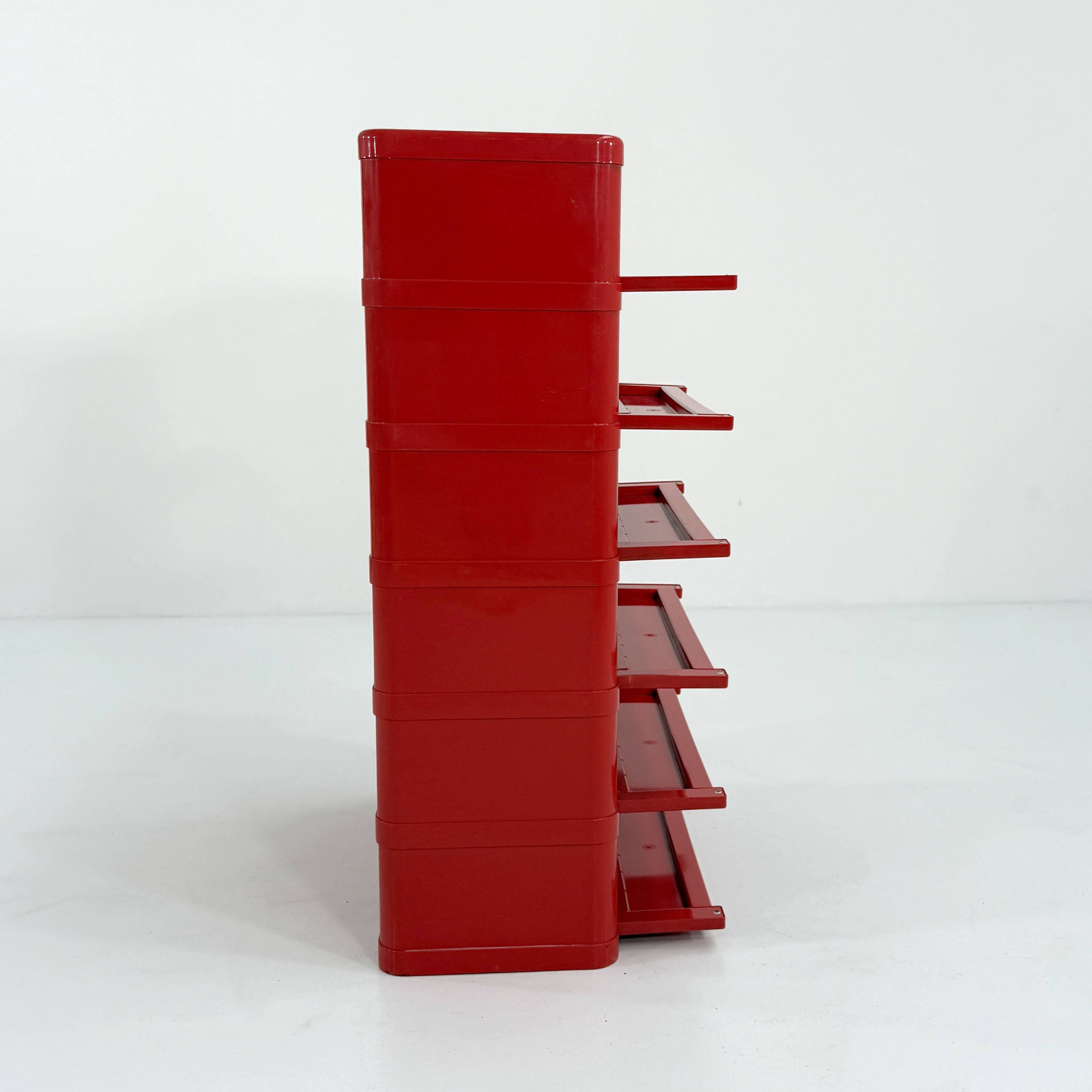 Red cabinet model “4964” by Olaf Von Bohr for Kartell, 1970