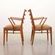 Cees Braakman Dutch Design Wooden Ladder Arm Chairs & Caramel Bouclé Fabric
