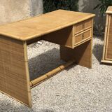 Vintage desk in bamboo, rattan and brass from Dal Vera, Italy 1970s