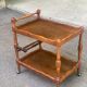 Solid wood service trolley on wheels