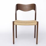 1 de 4 Chaise vintage Niels Otto Møller, Modèle 71, Chêne foncé, Corde danoise