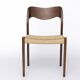 1 of 4 Vintage Niels Otto Møller Chair, Model 71, Dark Oak, Danish Cord