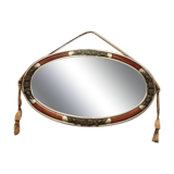 Silver Art Deco mirror with pompoms 32x54cm