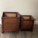 Caches-pots vintage en bois et cannage