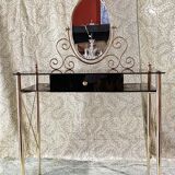 Golden metal and plexiglass dressing table