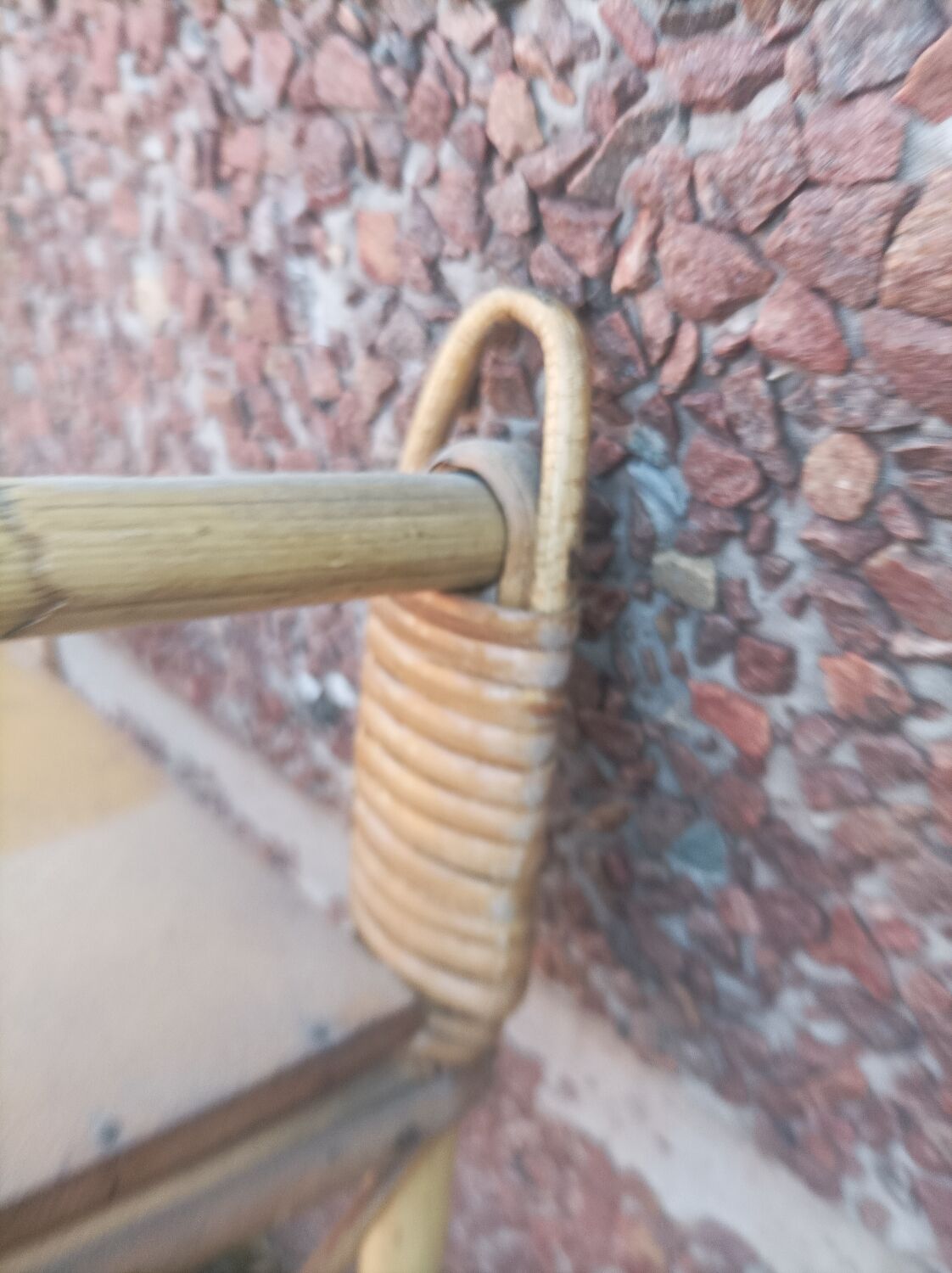 Pair of wall shelves vintage in rattan bamboo wicker
