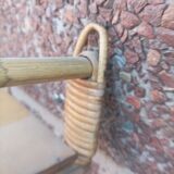 Pair of wall shelves vintage in rattan bamboo wicker