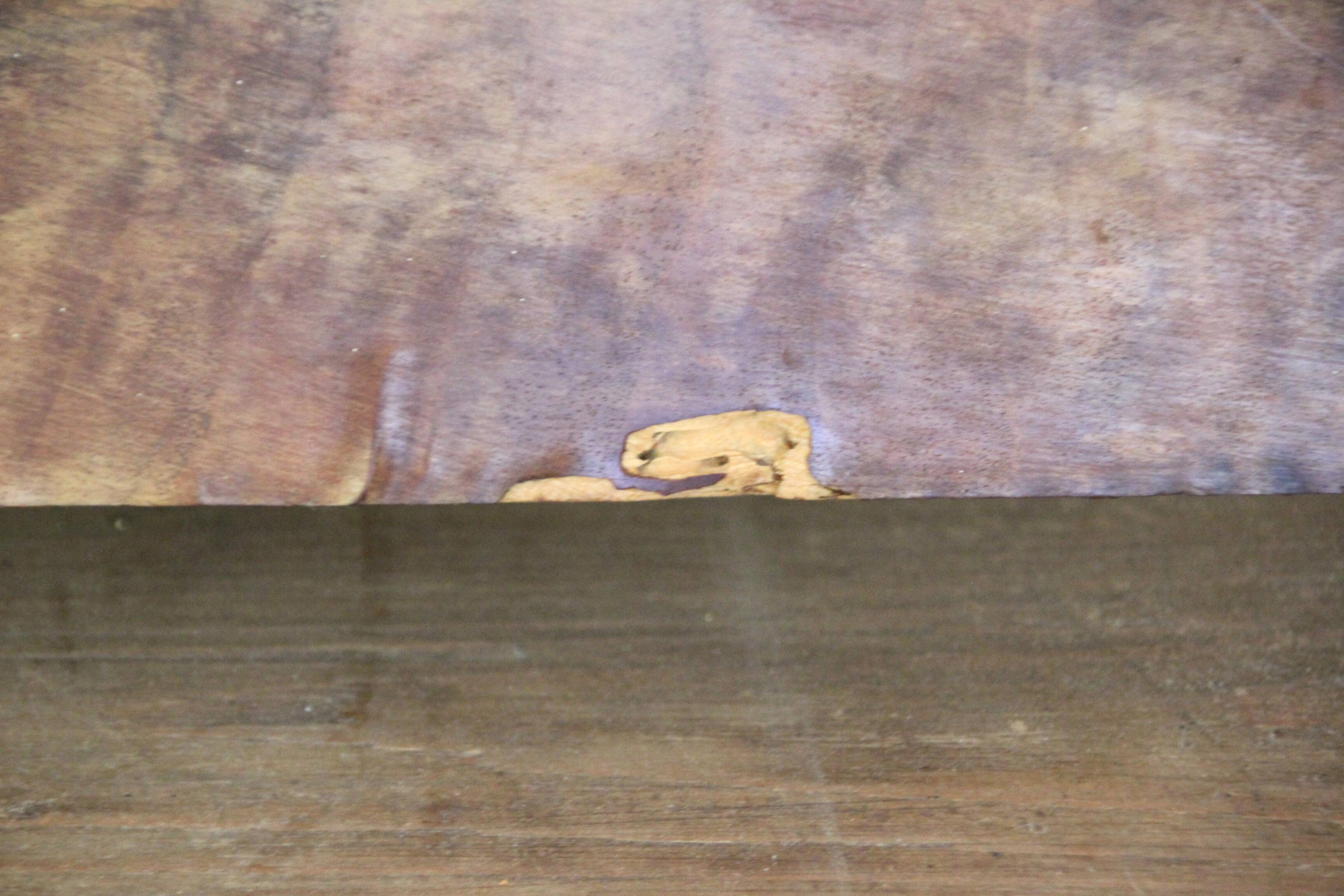 Old pediment in solid and marquetry wood