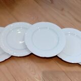 Set of 6 white porcelain dessert plates from Limoges