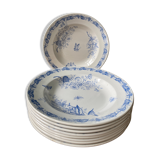 Set of 9 hollow plates 1900 "Butterfly" FF Pexonne