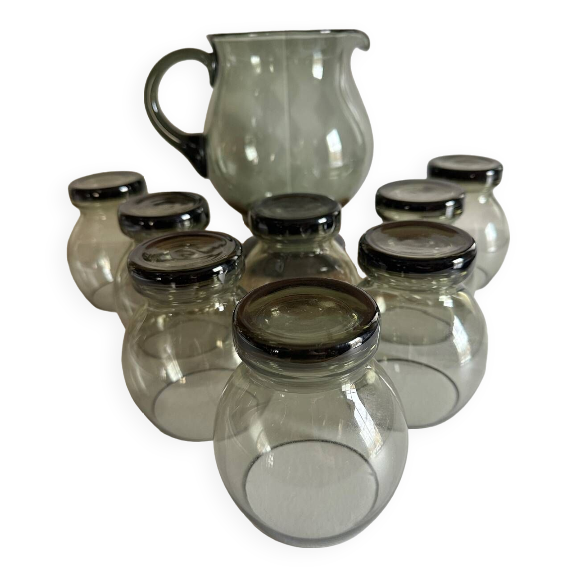 Carafe & vintage glasses service 70'