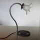Art deco lamp in hammered wrought iron and tulip in glass, 30s 40s
