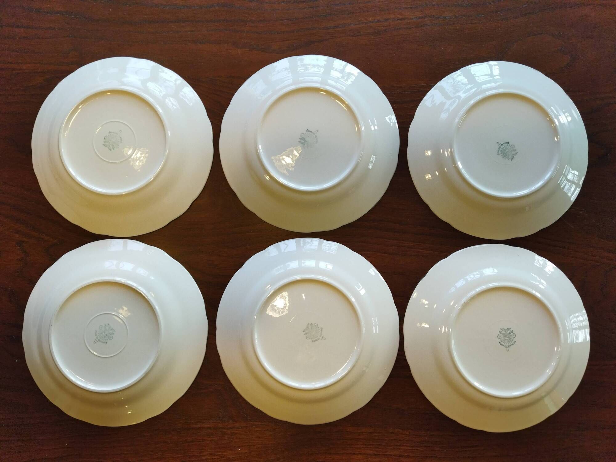 12 flat plates Villeroy & Boch Mettlach celadon green and vintage gold 1960s
